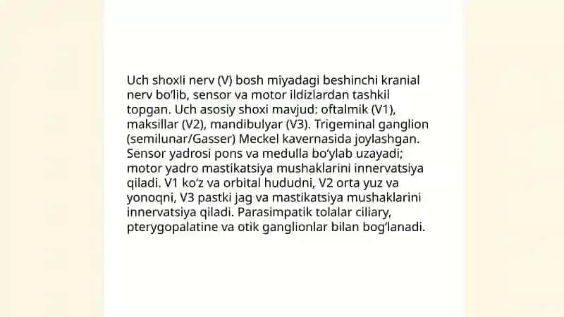 Uch shoxlik nerv.Uch shoxli nervning vegetativ tugunlari 3