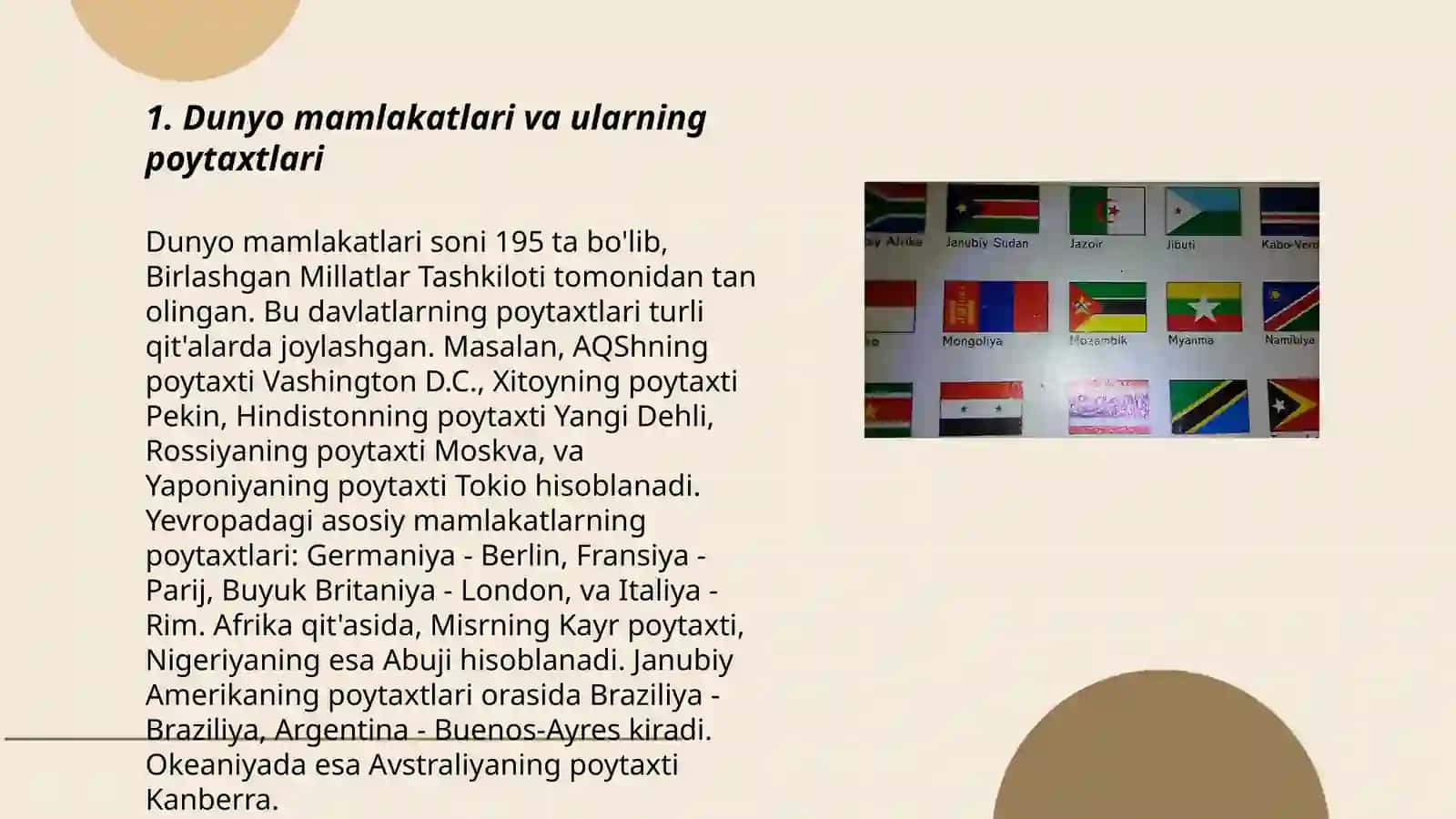Dunyo mamlakatlari poytaxtlari nomlari 3