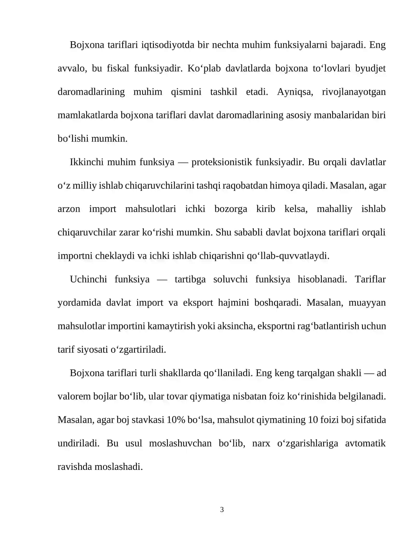 Bojxona tariflarini qollashning jahon tajribasi 3