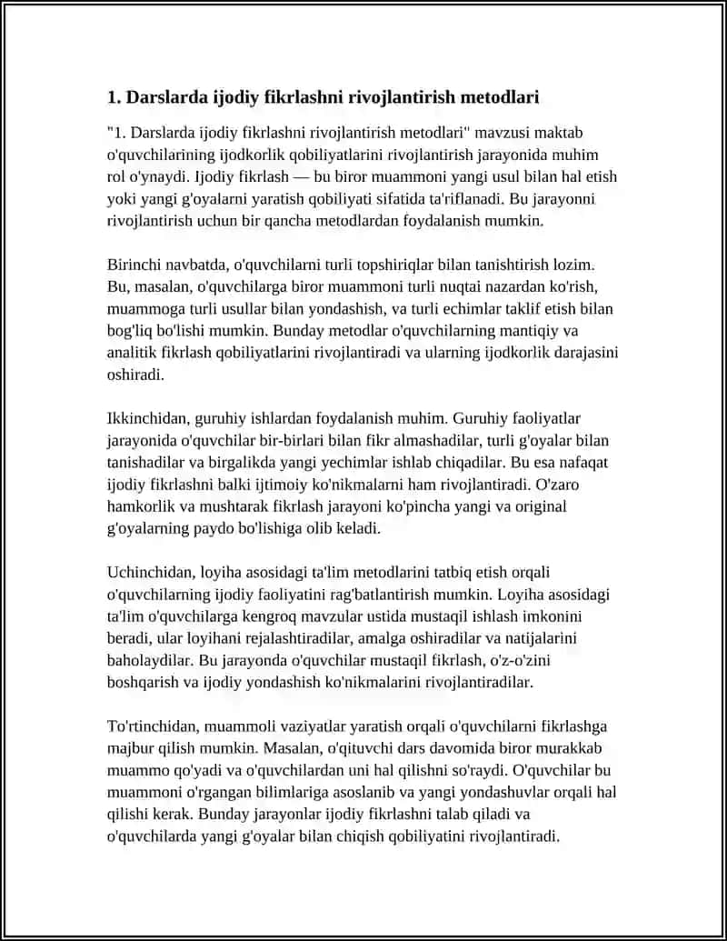 Darslarda Ijodiy Fikrlashni Rivojlantirish Metodlari 3