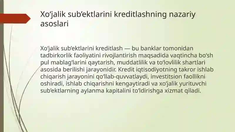 Xo‘jalik sub’ektlarini kreditlash mexanizmini takomillashtirish yo‘llari 3