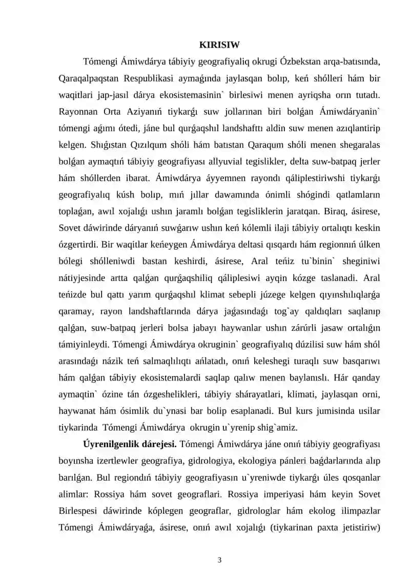 Tómengi Ámiwdáryaǵa tábiyiy geografiyalıq sıpatlama 3
