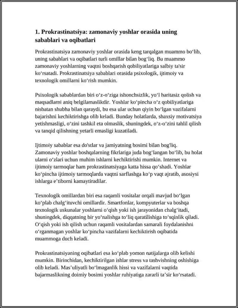 ZAMONAVIY YOSHLARNING VAQTNI BOSHQARISH (TIME MANAGEMENT) MUAMMOLARI 3