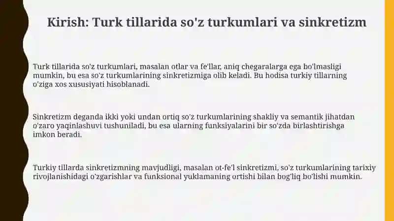 Turk tillarida so'z turkumlari va sinkretizm 3