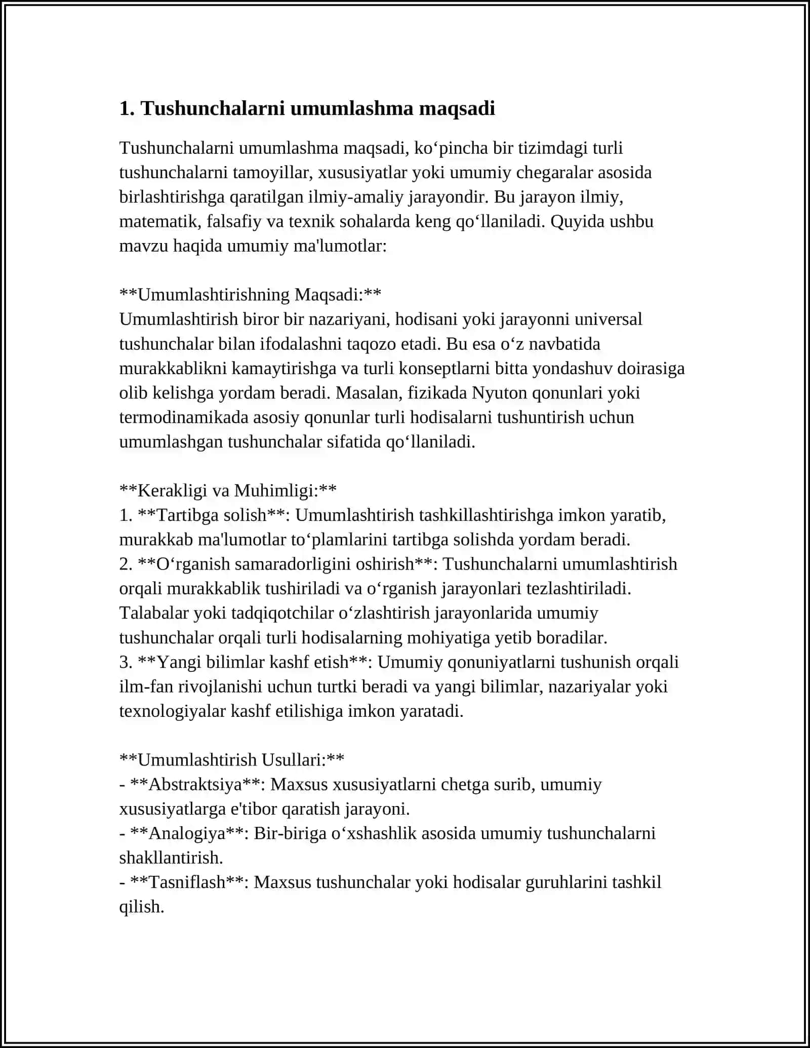 MUSTAQIL ISH Mavzu: TUSHUNCHALARNI BOʻLISHNING MAQSADI VA TUZILISHI 3