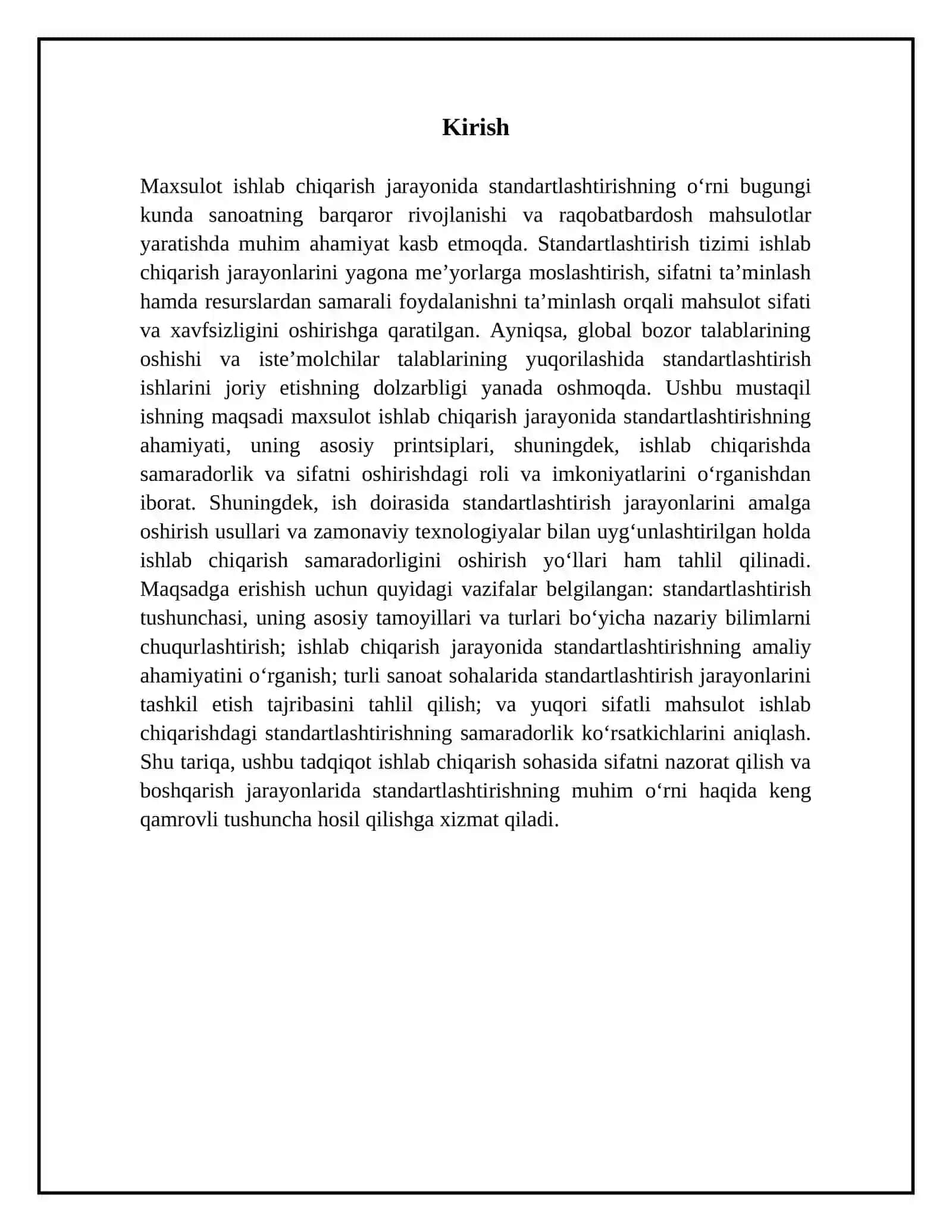 Maxsulot ishlab chiqarish jarayonida standartlashtirishni oʻrni 3