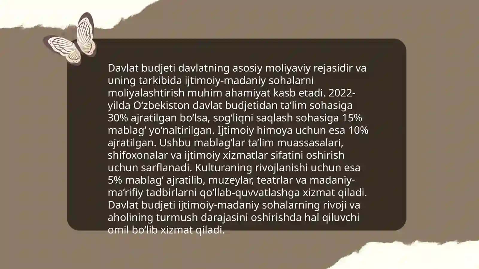 Ijtimoiy-madaniy sohalarni moliyalashtirishda davlat budjetining o‘rni va ahamiyati 3