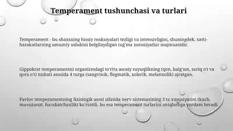 Temperament: Nazariya, Turlari va Fiziologik Asoslari 3