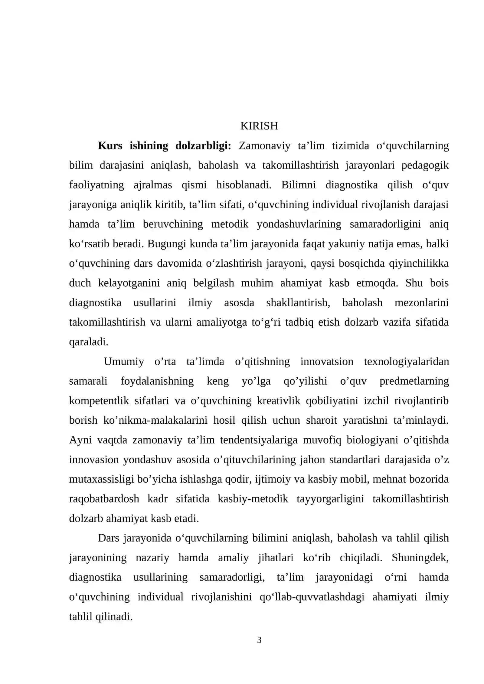Biologiya darslaridagi o'quvchilarning bilimini diagnosika qilish 3