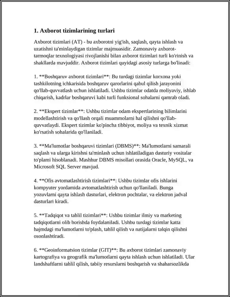 AXBOROT TIZIMLARINI TASNIFLASH 3