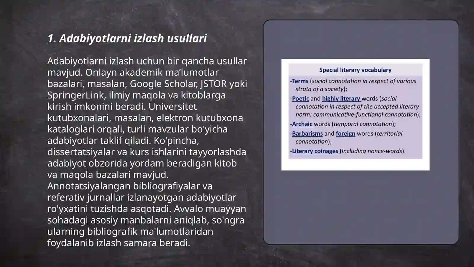Adabiyotlarni izlash va tanlash 3