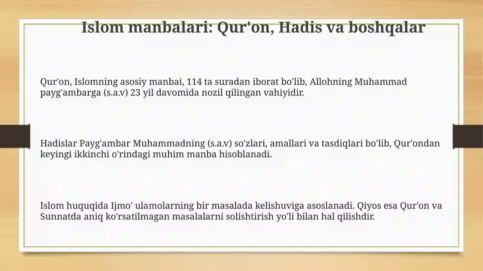 Islom manbalari va marosimlari 3
