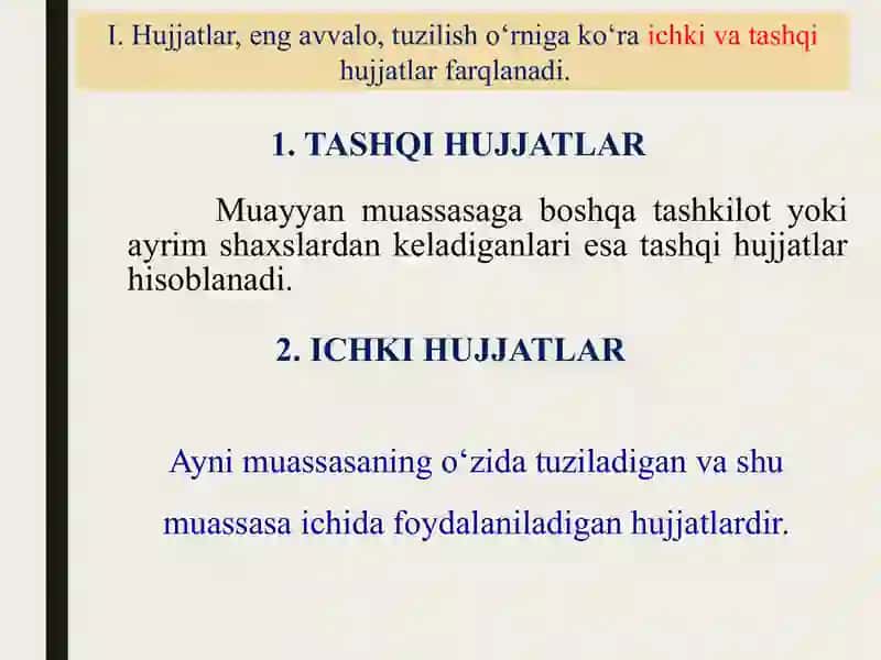 Hujjat turlari va ularning zaruriy qismlari slayd ppt 3