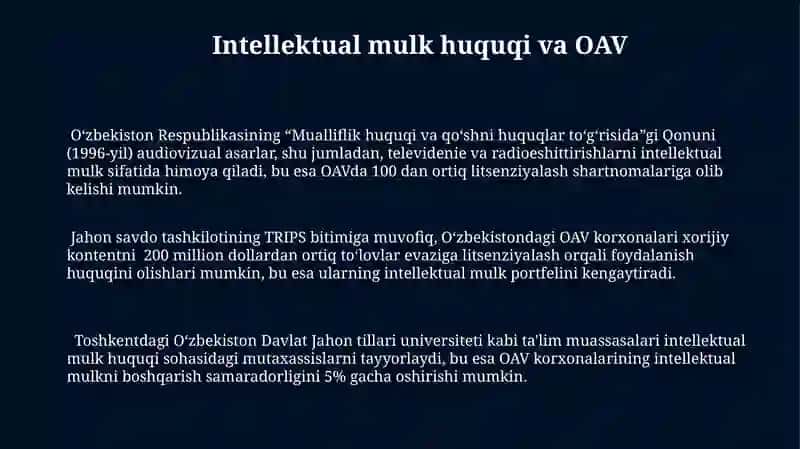 Intellektual mulk huquqi va OAV 3