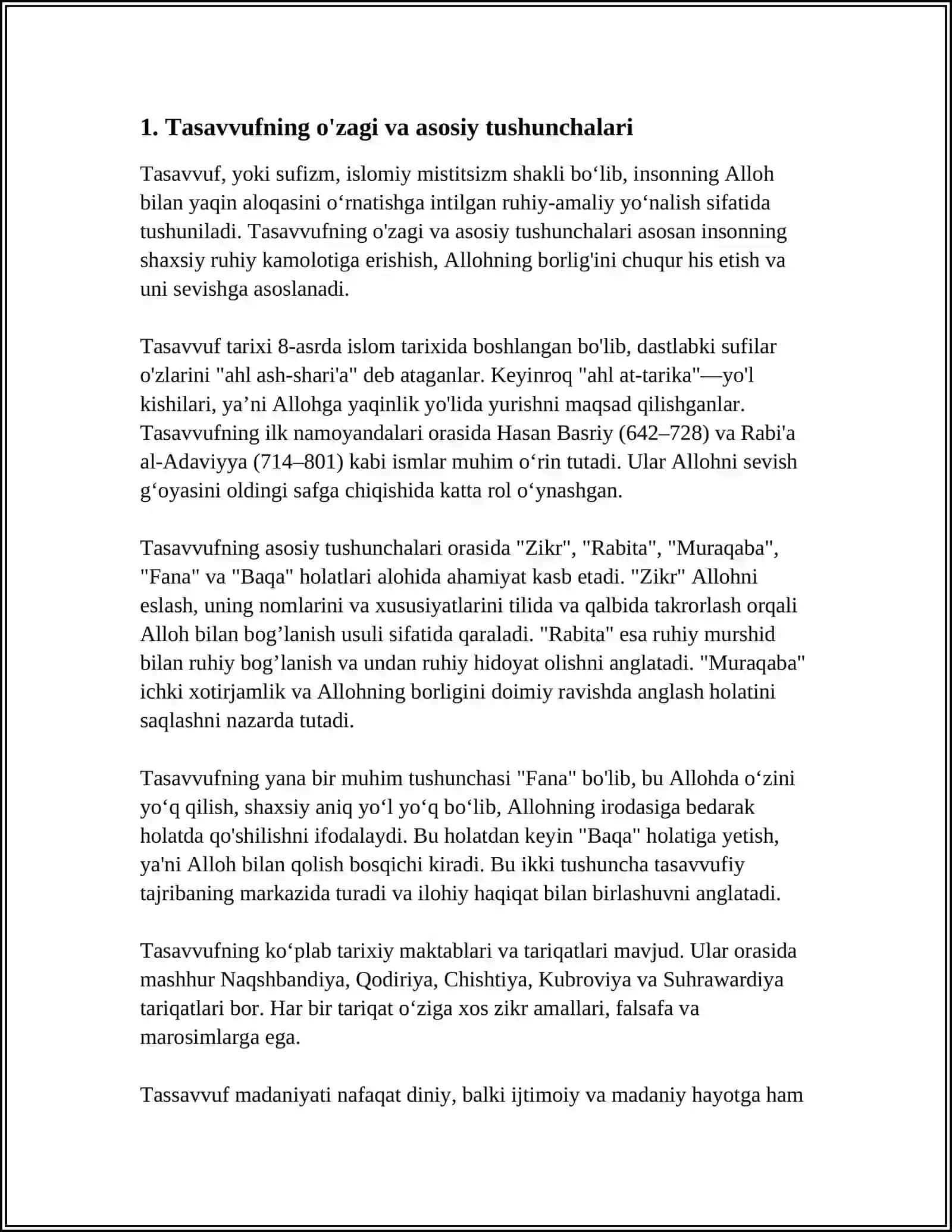 TASAVVUF TA’LIMOTINING SHARQ MUSULMON MADANIYATIGA TAʼSIRI 3