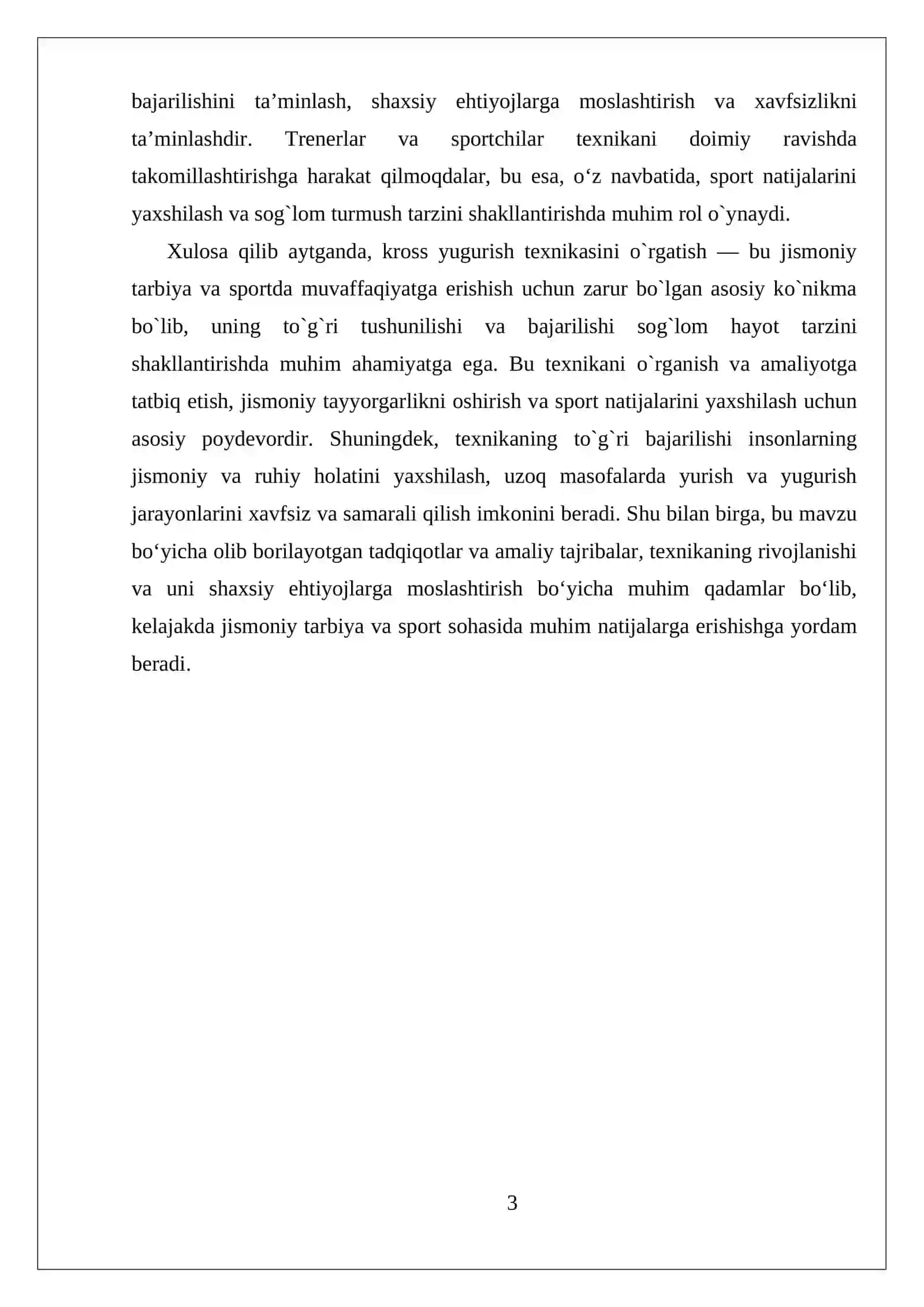 Kross yugurish texnikasini o`rgatish 3