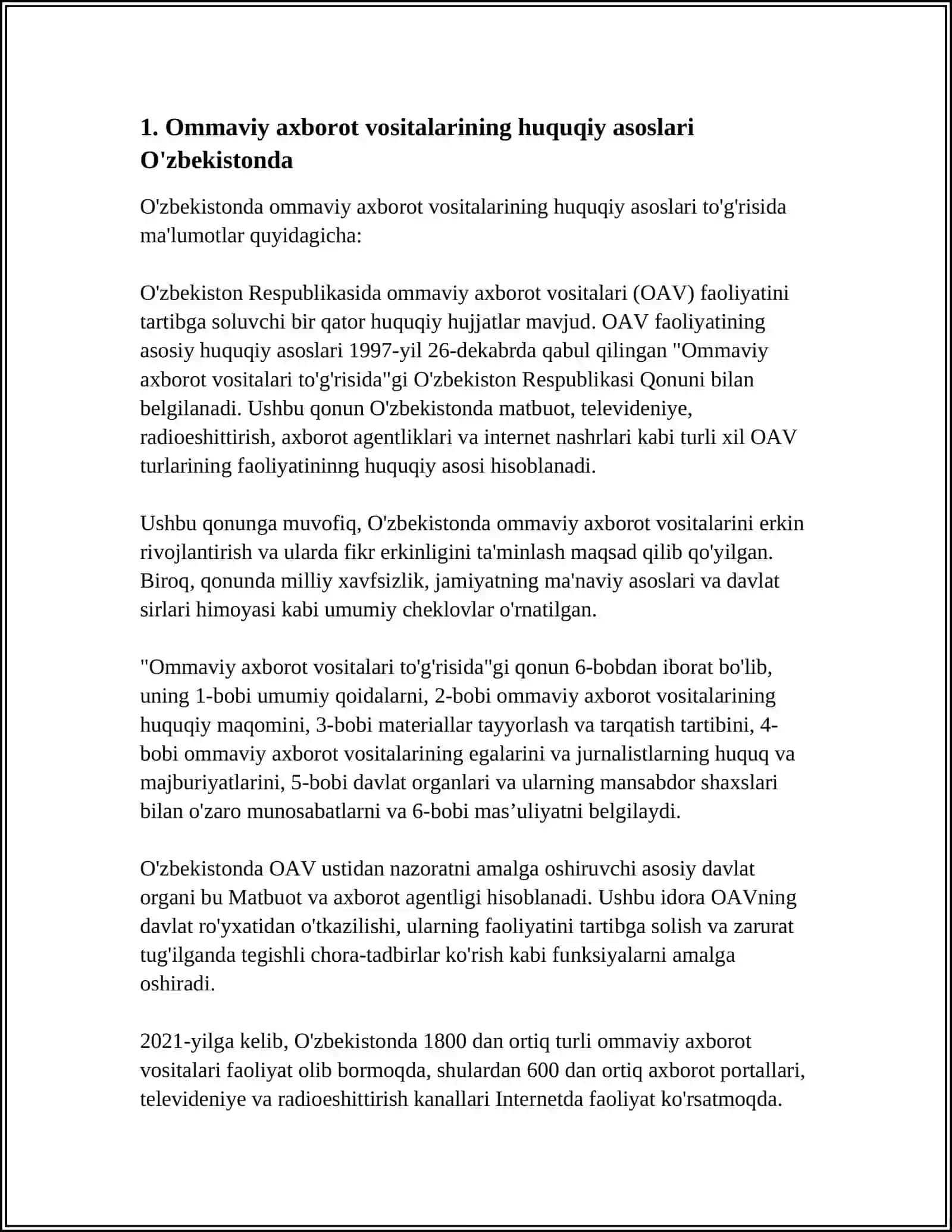 O'zbekistonda ommaviy axborot vositalarining faoliyati 3