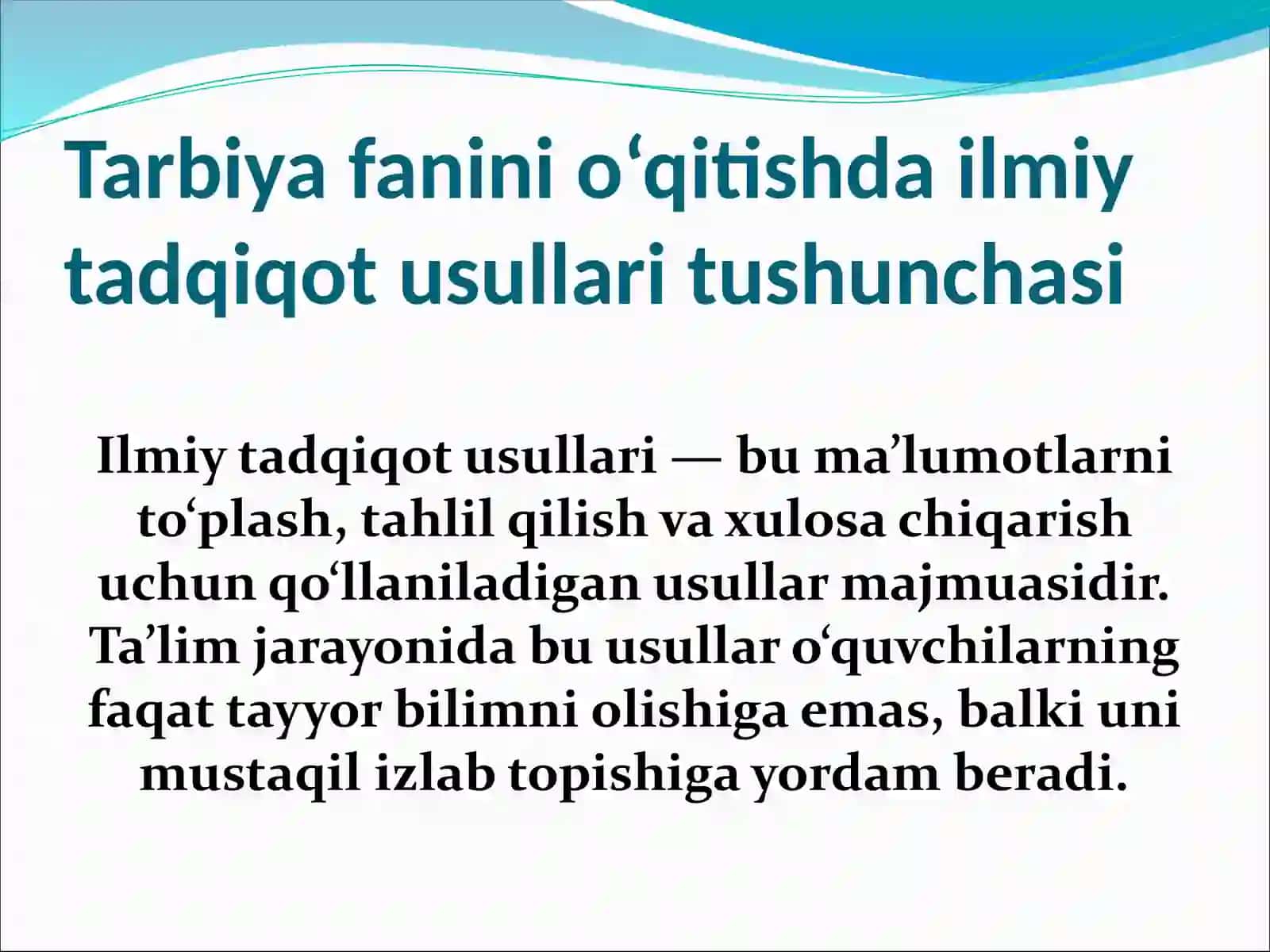 Tarbiya fanini o'qitishda ilmiy tadqiqot usullaridan foydalanish 3