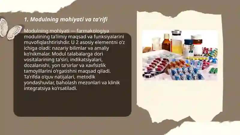 Farmakologiya modulining mohiyati maqsadi va vazifalari 3