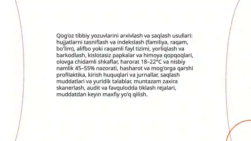 Tibbiyot axborotlarini arxivlash usuli 3
