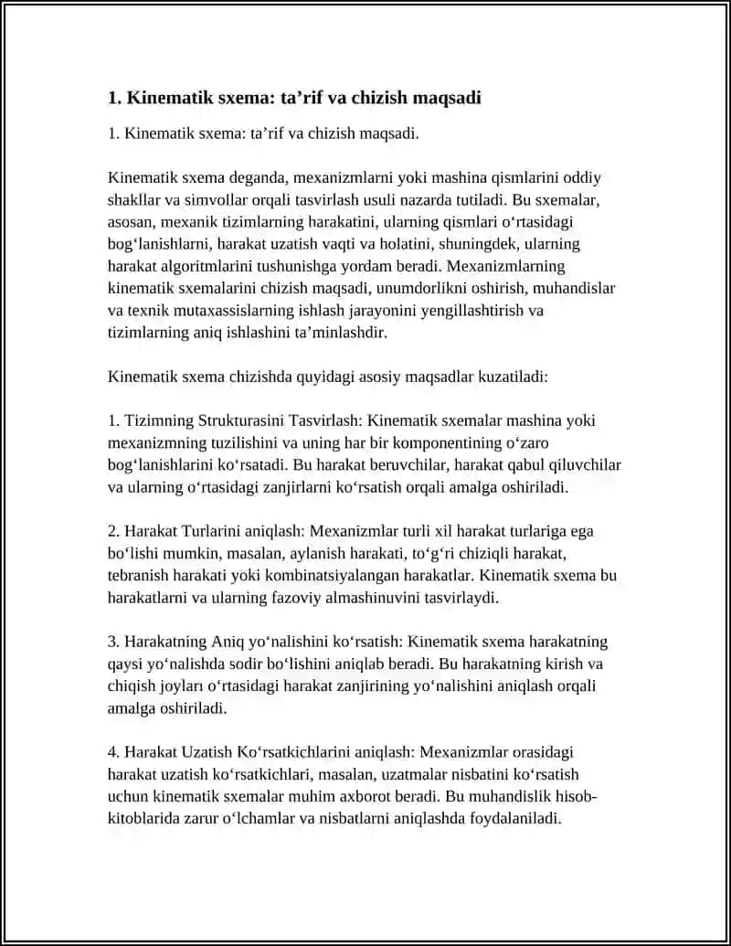 MEHANIZMLARNING KINEMATIK SXEMALARNI CHIZISH QO’YIDALARI 3