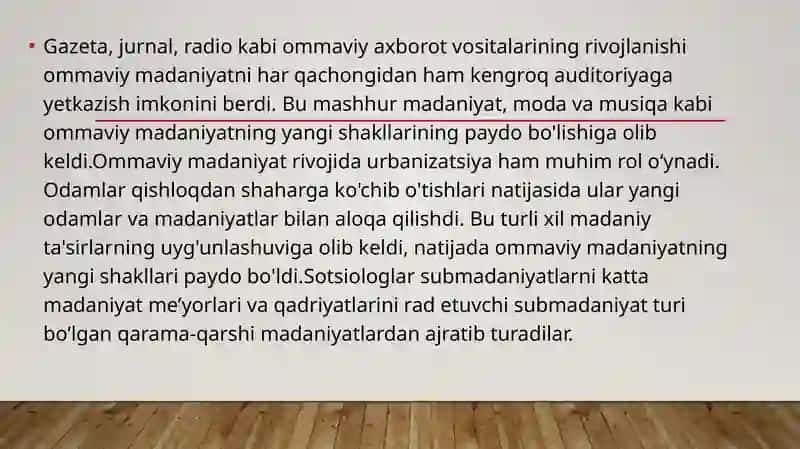 Ommaviy madaniyatning shakllanish tarixi va uning turlari 3