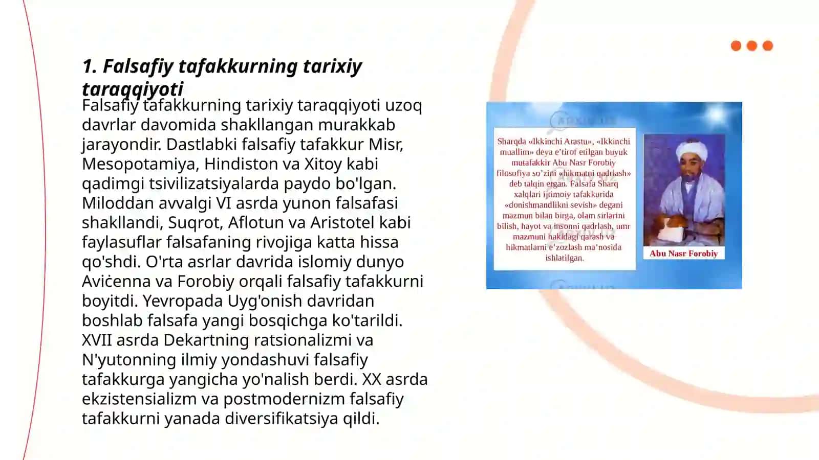 Falsafiy tafakkur taraqqiyot bosqichlari. Sharq va Gʻarb falsafasi 3