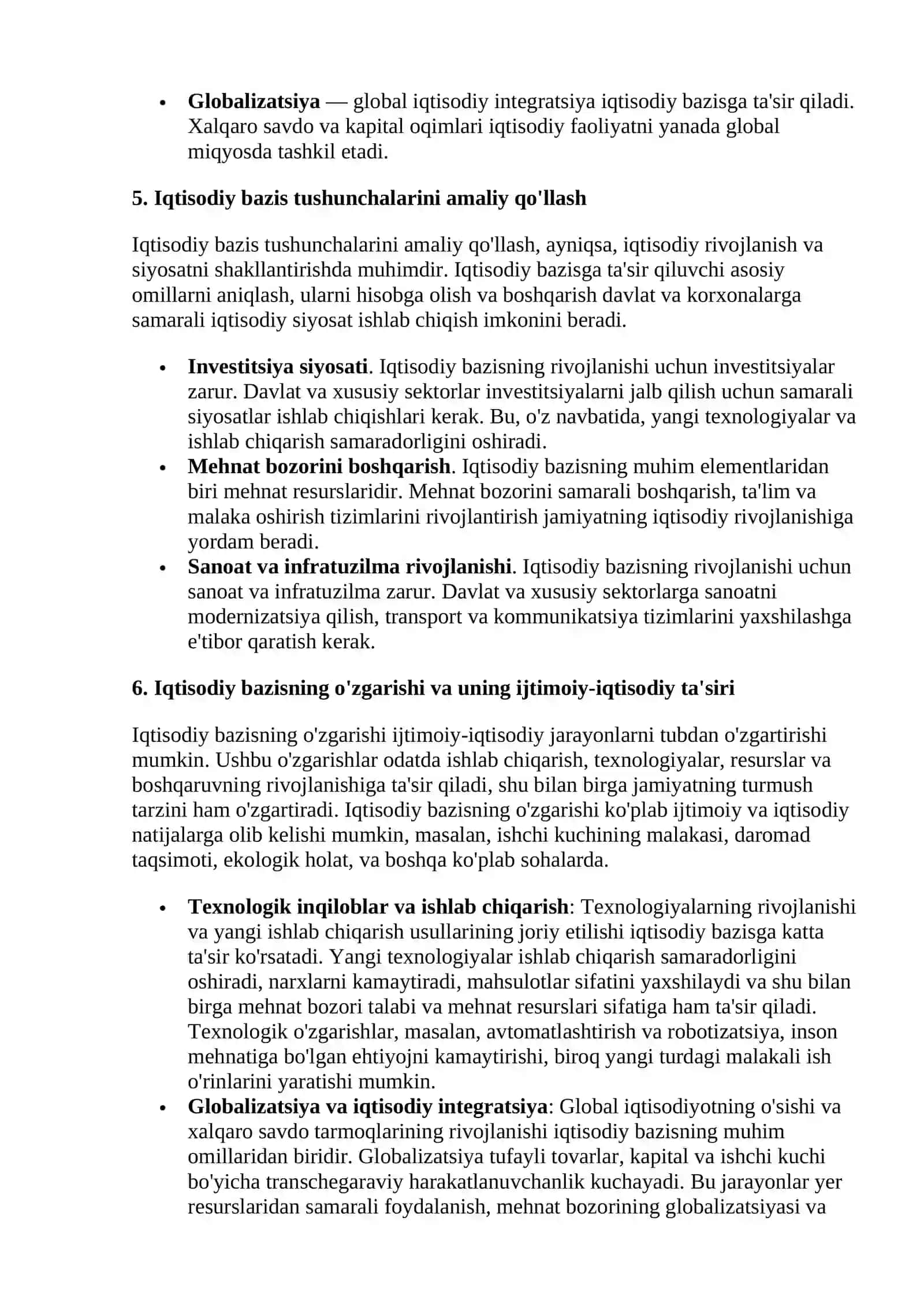 Iqtisodiy bazis tushunchalari haqida ma'lumot 3