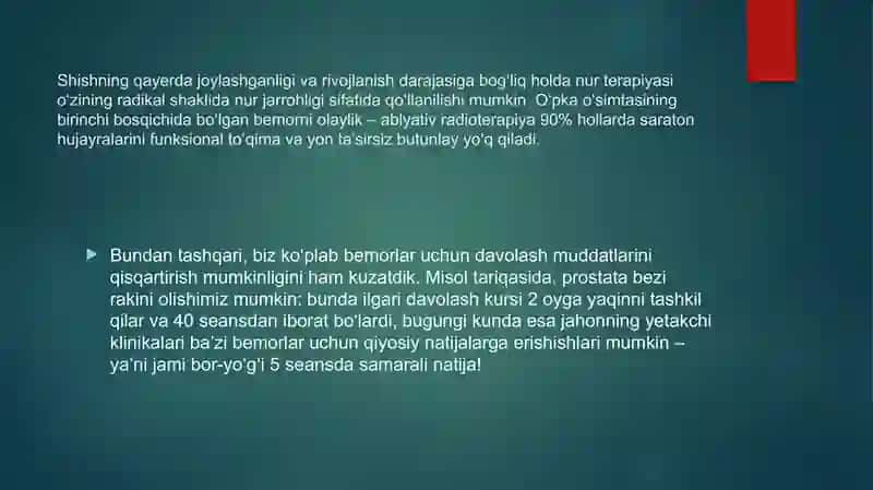 O’sma va boshqa kasalliklarning nur terapiyasi 3