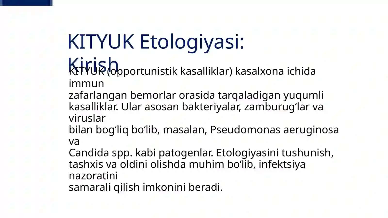 Opportunistik kasalxona ichida tarqaluvchi yuqumli kasalliklar qo'zg'atuvchilari 3