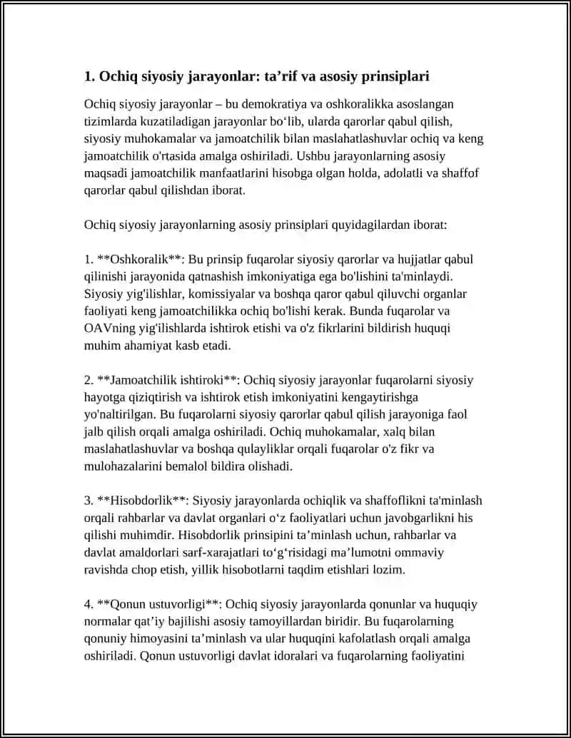 Ochiq va Yopiq Siyosiy Jarayonlar 3