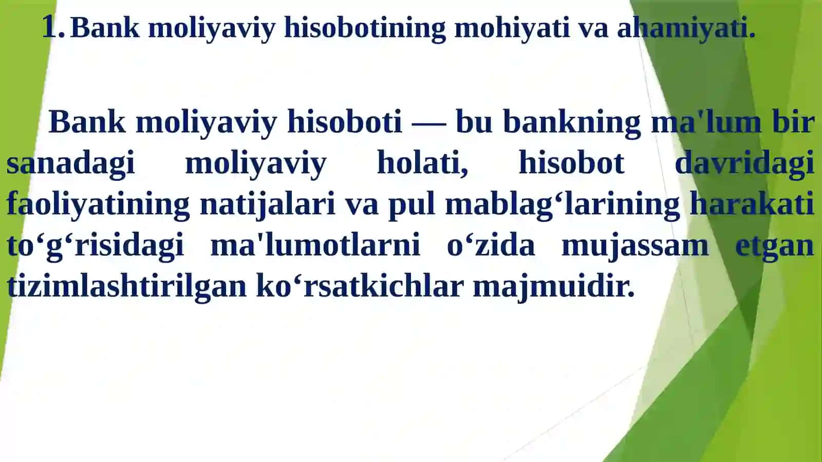 Banklarda moliyaviy hisobni tashkil qilish 3