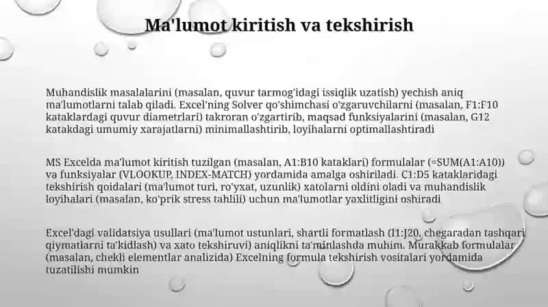 MS Excel dasturida muhandislik masalalarini yechish 3
