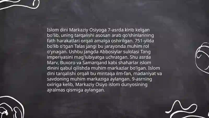 Islom dinining Markaziy Osiyoga-Kirib kelishi va Kitobatchilik ishi 3