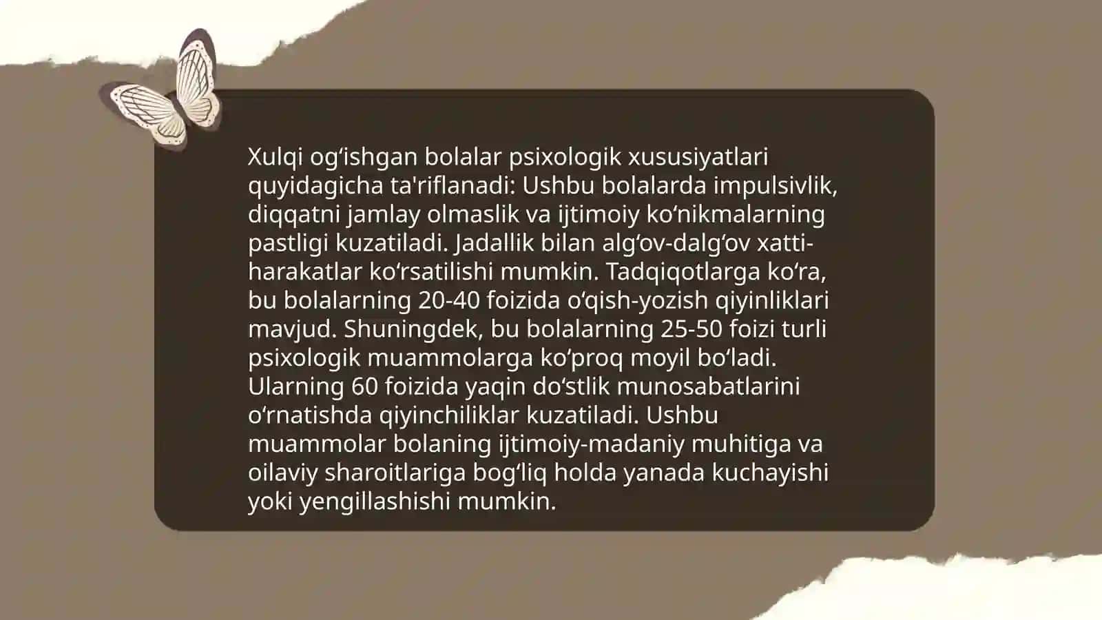 Xulqi og'ishgan bolalar psixologiyasi kursi 3