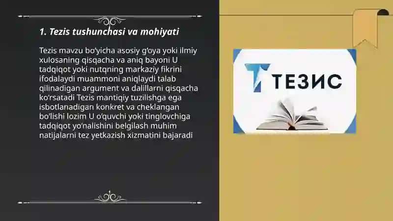 Tezislar. Tezis turlari. Tezislar yozish uslubi 3