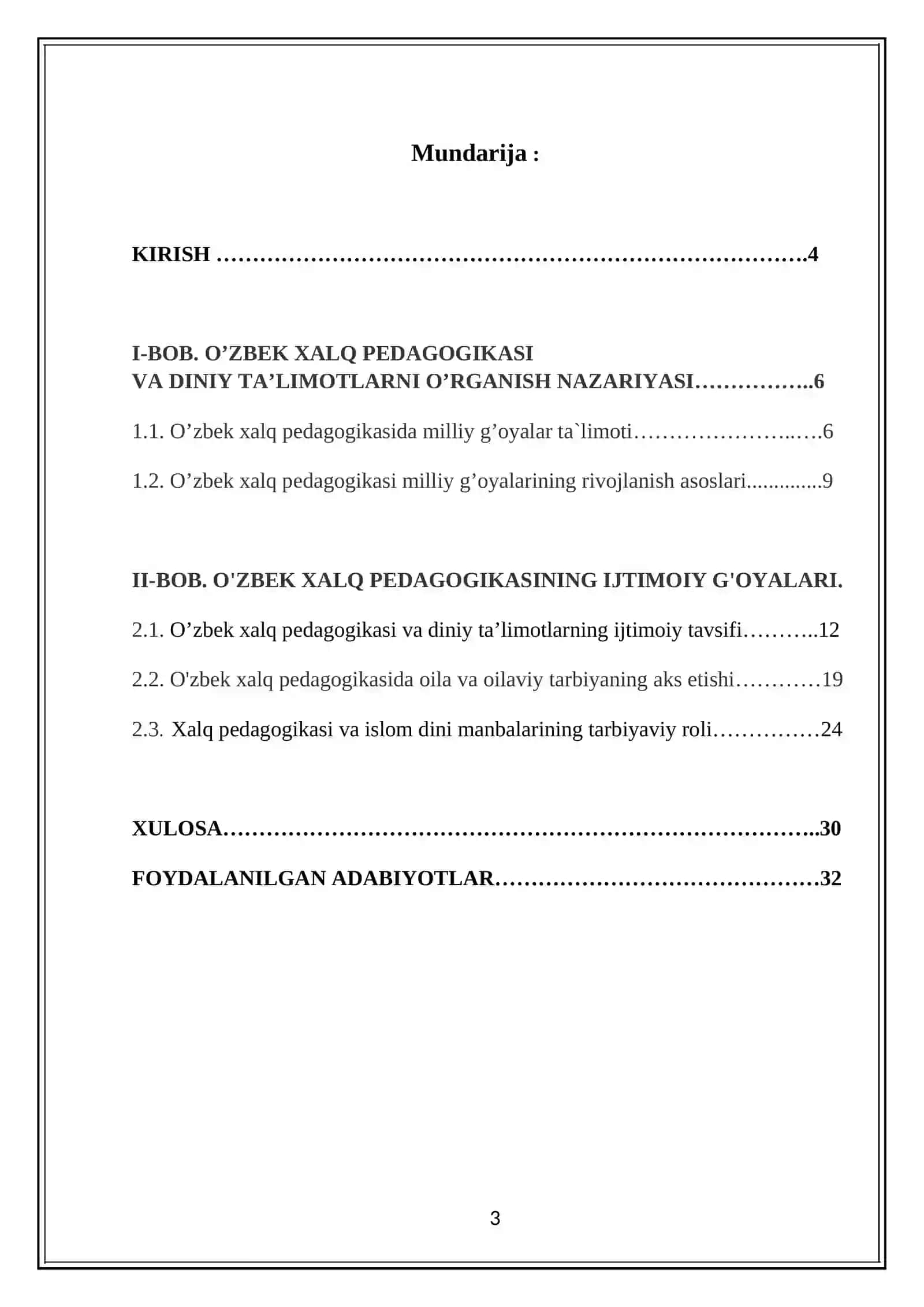 O’zbek xalq pedagogikasi va Islom ta’limotida ijtimoiy-pedogogik g’oyalar 3