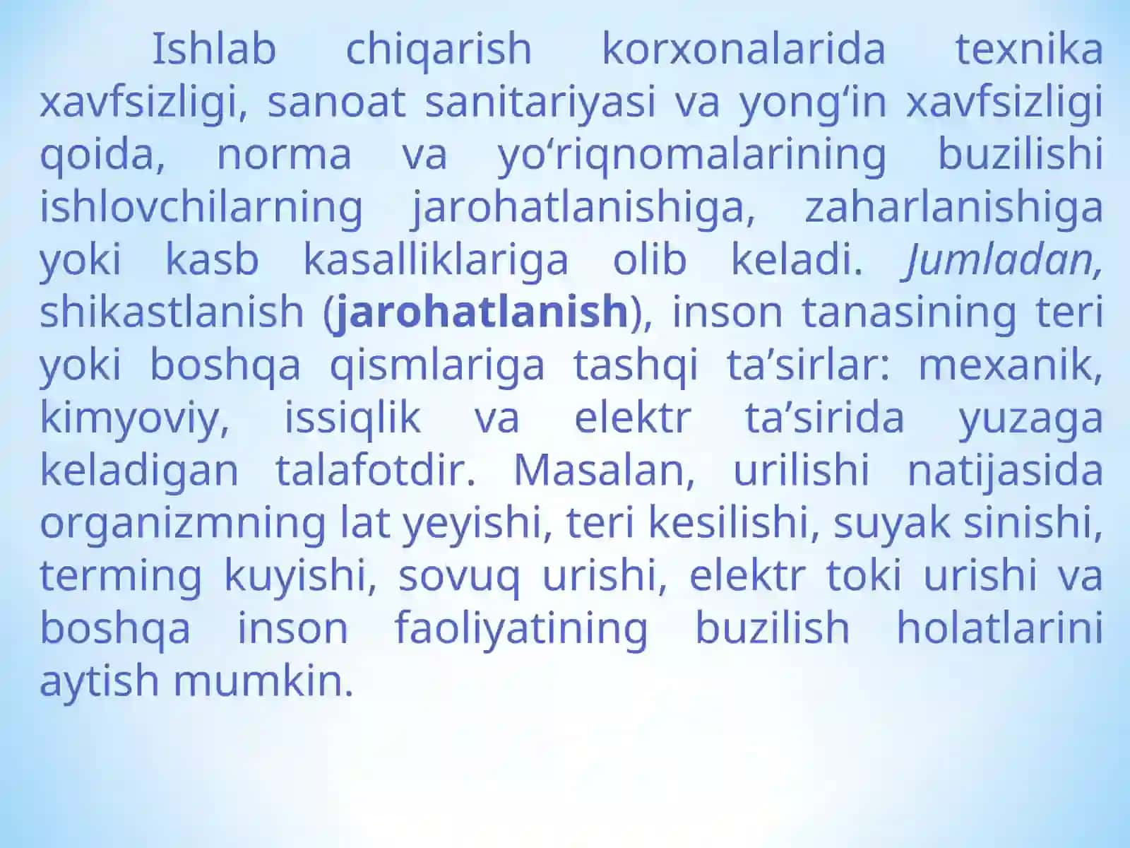 Ishlab chiqarishda sodir bo’ladigan baxtsiz xodisalar va kasb kasalliklari 3
