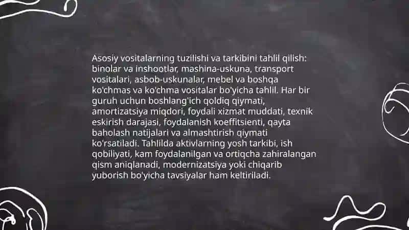 Asosiy vositalar holati va ulardan samarali foydalanish tahlili 3