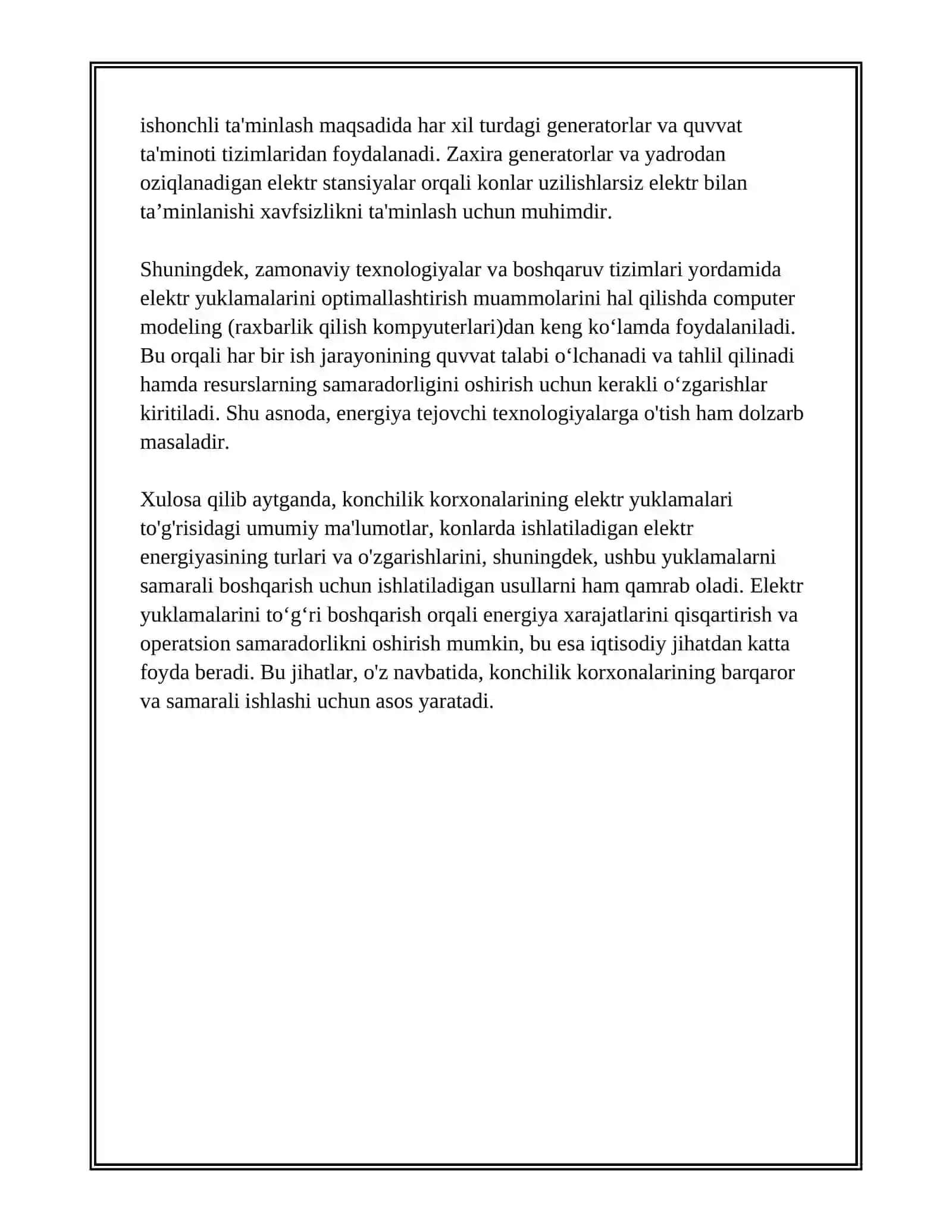 Konchilik korxonalarining elektr yuklamalarining umumiy tushunchasi 3