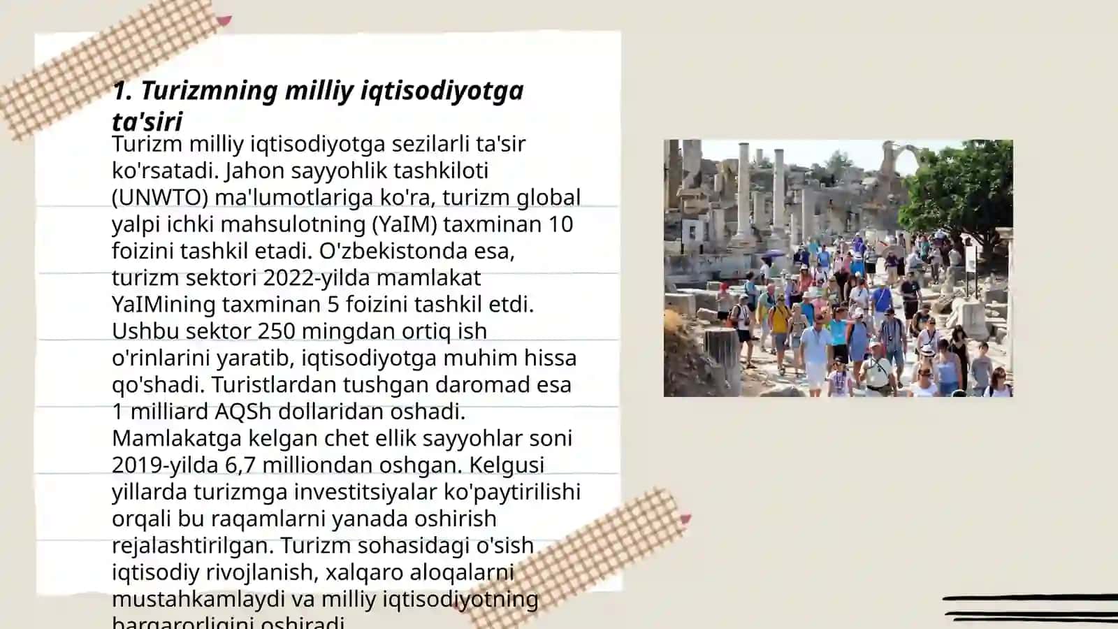 Turizmning milliy va jahon iqtisodiyotida tutgan o’rni va ahamiyati 3