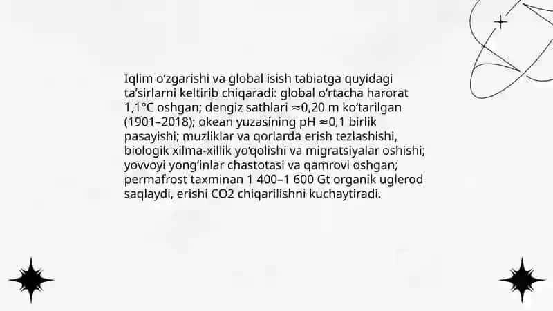 Ekologik muammolar Iqlim oʻzgarishi va global isish tabiatga taʼsiri 3