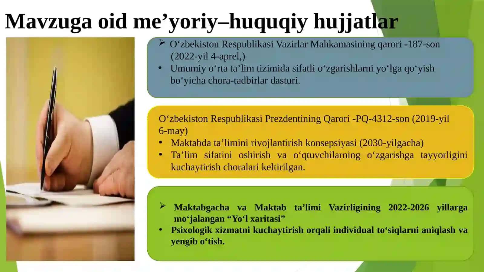 Makdabda ozgarishlarga nisbatan individual 3