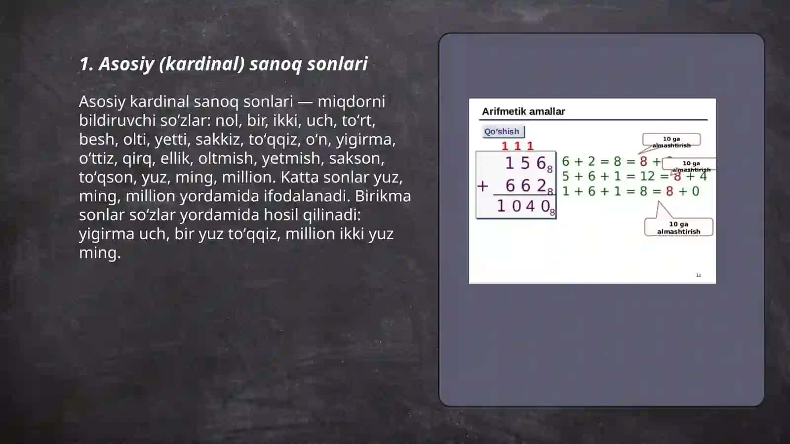 Asosiy (kardinal) sanoq sonlari 3