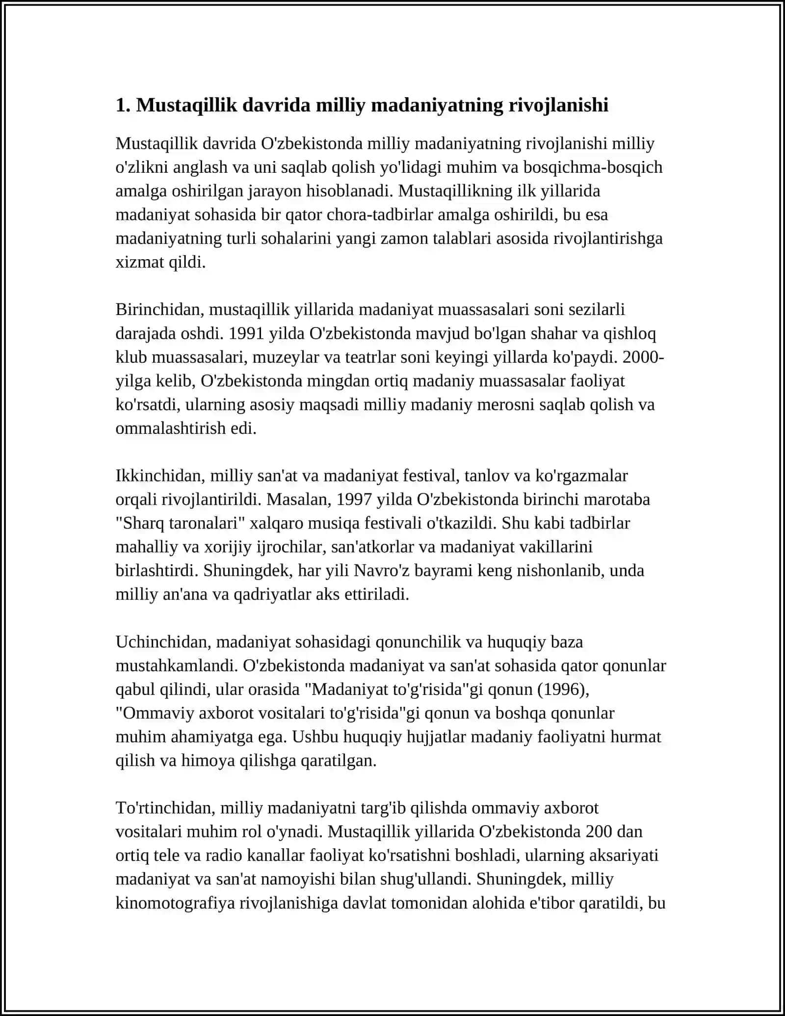 MUSTAQILLIK YILLARIDA MILLIY URF-ODATLAR, QADRIYATLAR VA AN'ANALARNING QAYTA TIKLANISHI 3
