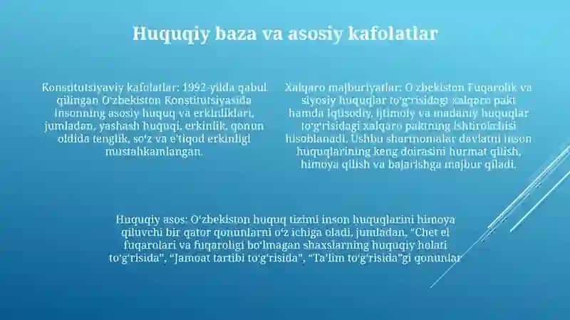 O‘zbekistonda Inson Huquqlari Va Kafolatlarining Yaratilishi 3