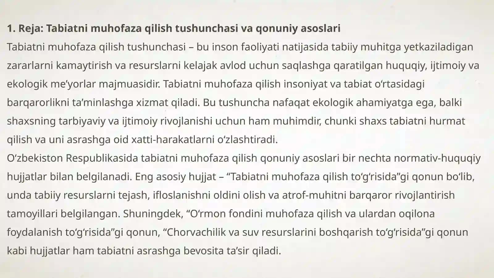 Tabiatni muhofaza qilish tushunchasi va qonuniy asoslari 3