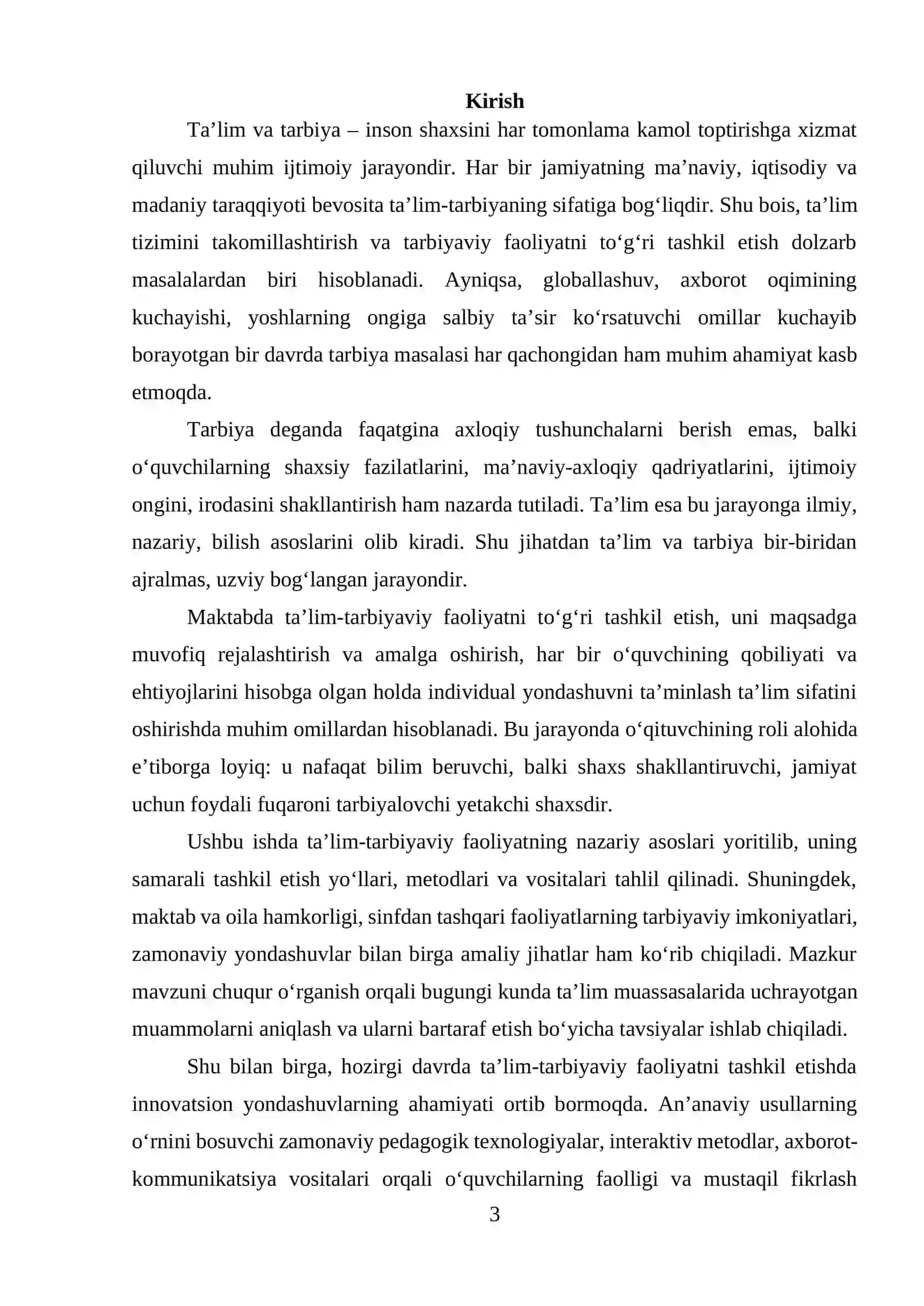 Ta'lim tarbiyaviy faoliyatni to'g'ri tashkil etish 3