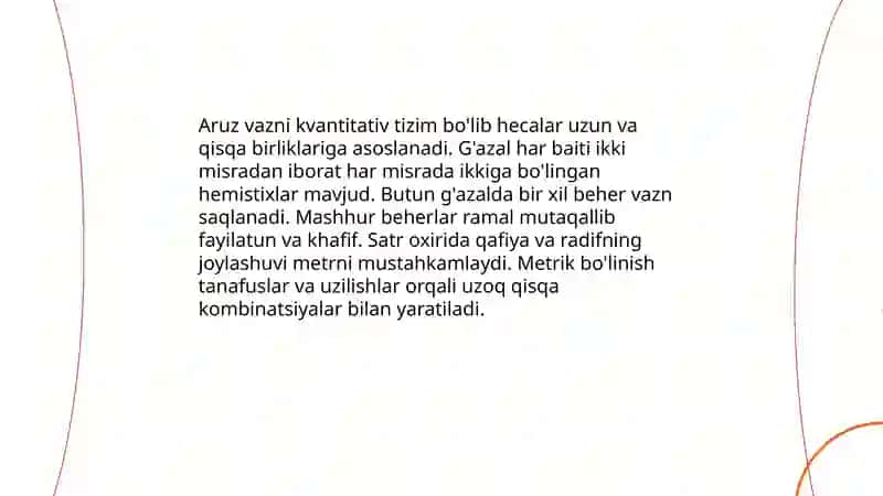 G'azal janrning o'ziga xos xususiyatlari 3
