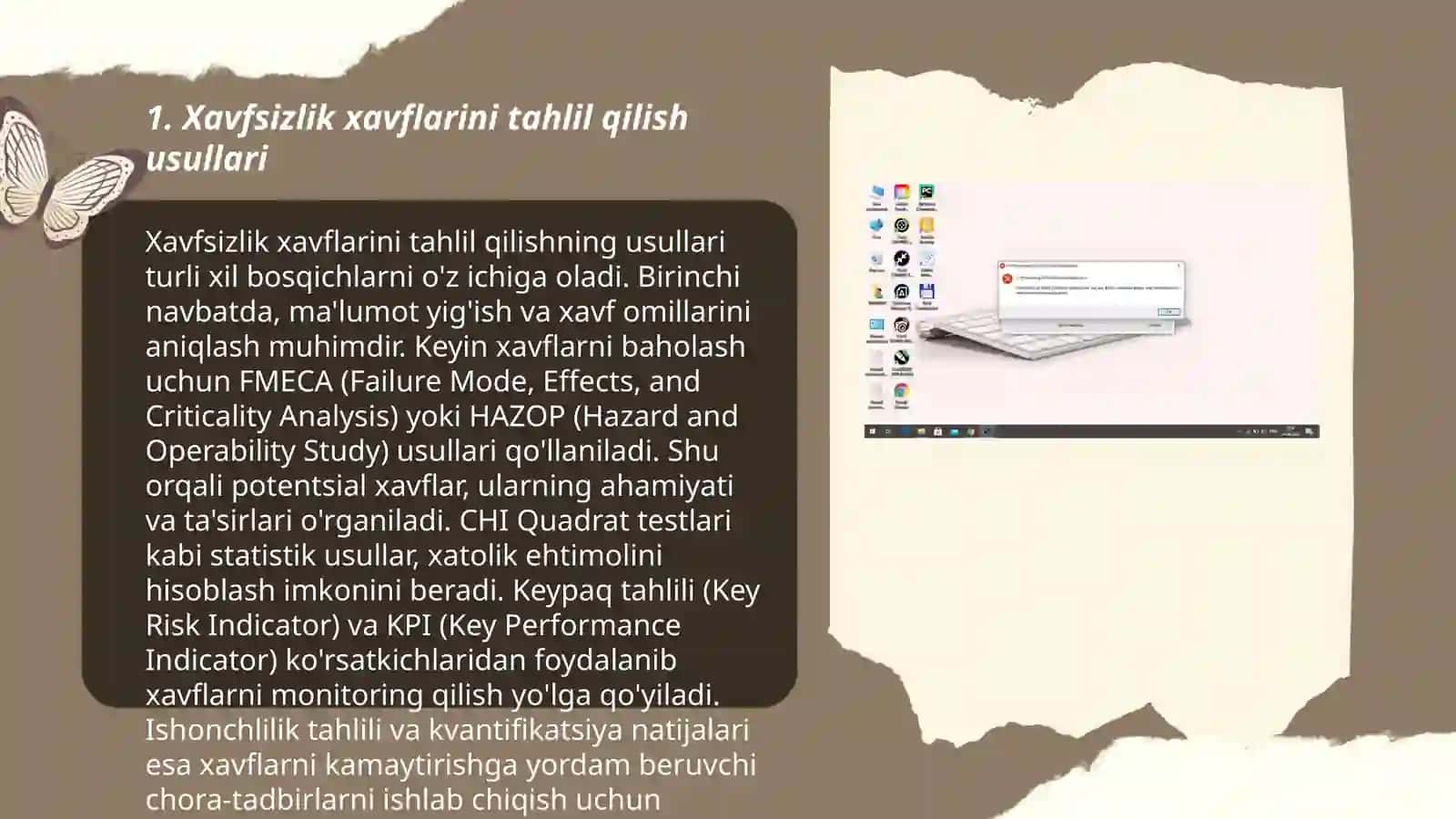 Xavfsizlikni baholash usullari va tomoyillari. Skrining aniqlash 3